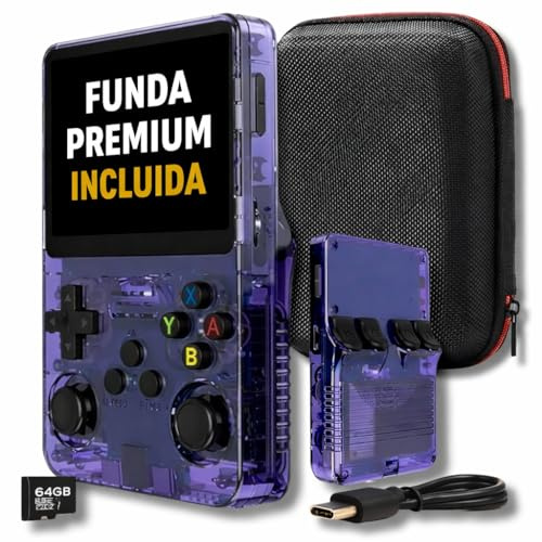 Consola Retro Portátil V.2026 con Funda Estuche Premium Incluído | +20.000 Juegos y 19 Emuladores | Linux Abierto, Ampliable con + Juegos | Guardado de Partida – Pantalla 3,5 | Consola de Mano
