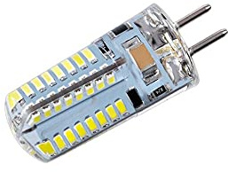 1fortunate 5-pack, LED majslampa AC220V G5.3 3W 3014-64smd Silicon Gel Lamp Hemma ljuskronor Lampa(Vit)