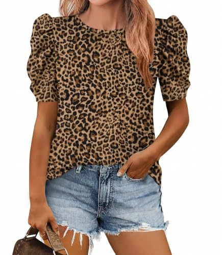 Zeagoo Kortärmad T-shirt dam sommar rund hals elegant T-shirt med putsade ärmar tunika topp | Kortärmad skjorta | Tunika | Casual outfit