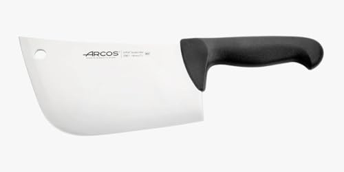 Arcos Cuchillo Carnicero Cleaver - Acero Inoxidable Nitrum 7 - Mango Polipropileno en Negro - Plata -istema Identificación Color - Resistente y Duradero -erie 2900 - Color Negro