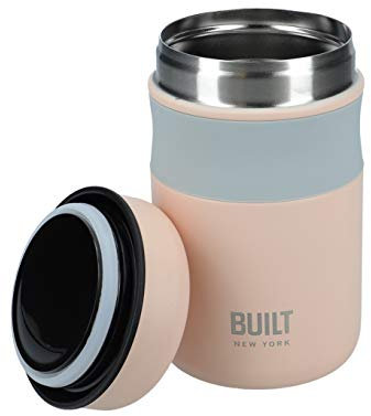 BUILT Food Flask, Vacuum Insulated Food Flask for Hot and Cold Foods, Double Wall Stainless Steel, 473ml, Pale Pink