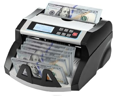 Compteur de billets DOMENS UV/MG/IR/DD, compteur de billets de banque avec affichage LCD (Noir + gris)