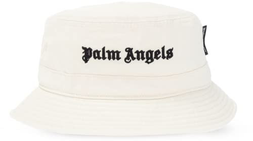 Palm Angels Unisex Embroidered Logo Bucket HAT Hut Cap Fischerhut Kappe, PWLA005 F21FAB00203, Beige, Einheitsgröße