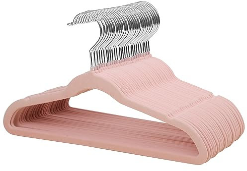 ManGotree 35cm Kinder Samt Kleiderbügel, Ultradünne Kinderkleiderbügel mit 360° Drehbarem Haken, rutschfeste Filzbügel für Jugendliche, Robust und Langlebig (32 Pack, Rosa)