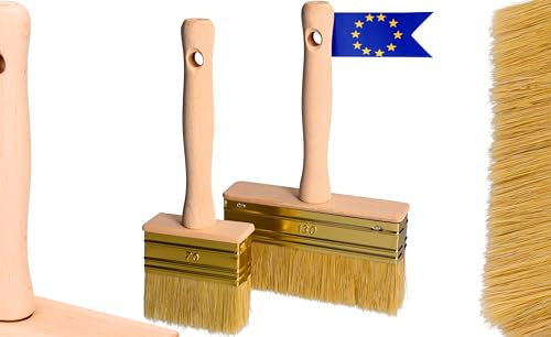 ToolSpace | 2 x Pinceles de superficie | 70/130 mm | Juego de pinceles | Pincel para papel pintado | Borla ancha | Cepillo de pintor | Cerdas naturales, mango de madera | Pincel para superficies |