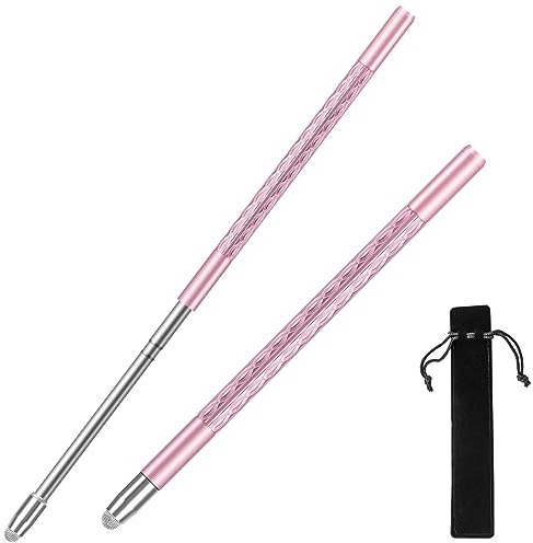 iMoebel Stylet extensible pour tablette jusqu'à 40 cm de long, universel, télescopique, pour téléphone portable, tablette, écran tactile capacitif, stylet de présentation pour enfants et adultes, rose