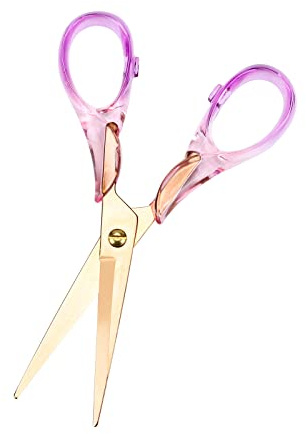 Buqoo Multifunktionell kontorssax akryl lila och röd tonade färger rostfritt stål sax 15 cm pappersskärningsverktyg konst tyg hantverk sax