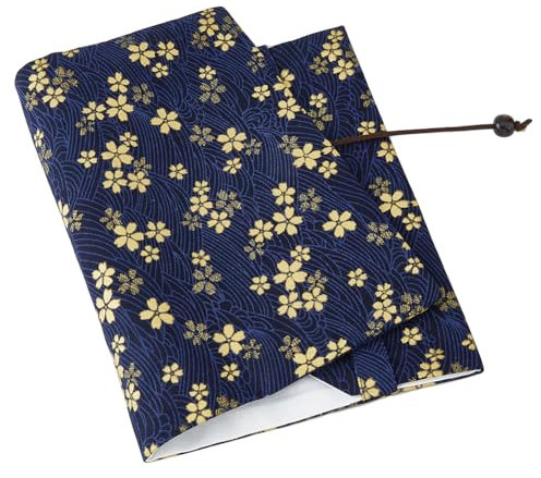 SUPERFINDINGS A5 Buchumschläge Stoff Buchschutz Buchhüllemit Blumenmuster Rechteckiger Scrapbook Einbandmitternachtsblauer Stoff Neuartiger Einband Für Notebook Entfaltung:21.4x16.4x0.3cm
