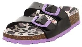 Superfit Mädchen FUSSBETTPANTOFFEL Hausschuhe, SCHWARZ/LILA 0040