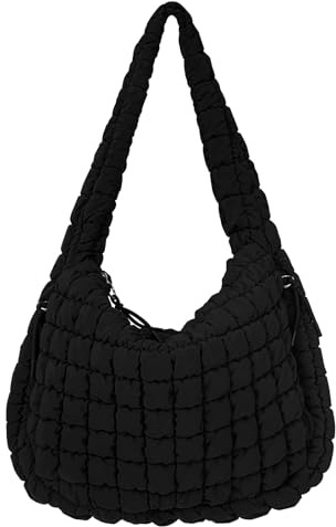 GSenhui quiltad väska, stor, buffertväska, crossbody-väska, puffig tygväska, quiltad väska för hängning, bomull quiltad väska, hobo-väska, enkel ner buffertväska