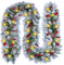 Ghirlanda natalizia con illuminazione 30 LED - Ghirlanda di abete da 2,7 m con palline di fiori illuminate - Ghirlanda natalizia in rattan natalizia per scale interni esterni natalizi