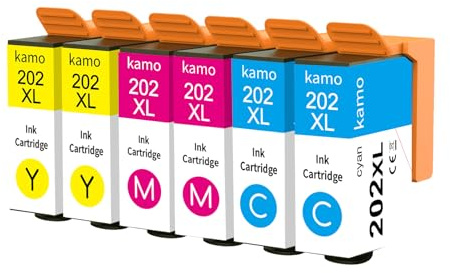 kamo 202 XL Druckerpatronen Kompatibel mit Epson 202 202XL Patronen, für Epson Expression Premium XP-6000 XP-6005 XP-6100 XP-6105 (2X Cyan, 2X Magenta, 2X Gelb)