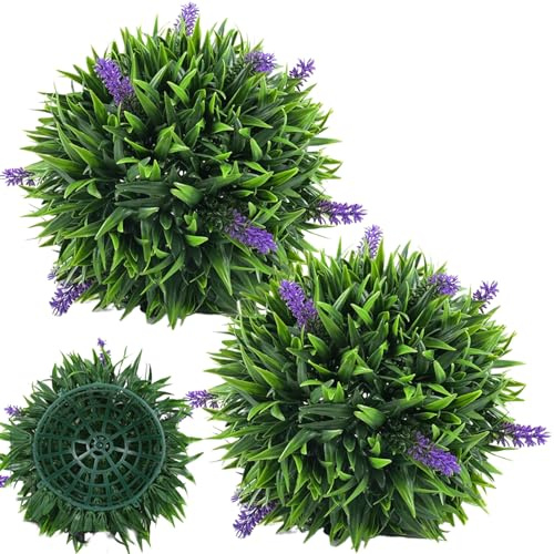 2 piezas Bola topiaria de 12 pulgadas Bolas de boj de lavanda de 12 pulgadas para la vida realista y vibrantes plantas de plástico de bajo mantenimiento plantas falsas decorativas al aire libre.