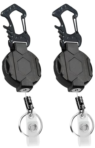 2 Pezzi Portachiavi Retrattile con Chiusura Magnetica, portachiavo Moschettone Resistente, portachiavo Allungabile con Cavo da 65 cm, Per Carta d'Identità Porta Badge
