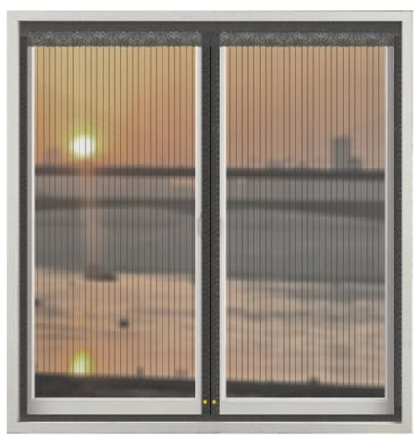 Mosquitera para puertas y ventanas, malla adhesiva de fibra de vidrio sin taladro, 200 x 180 cm, color gris, protección eficaz contra insectos y antiinsectos, fácil instalación, apertura central de