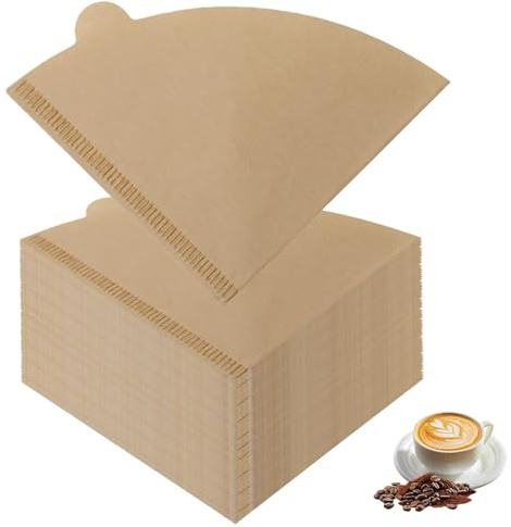 GVSS 200 st kaffefilter i papper i oblekt V-form, kompatibla med kaffebryggare och kaffemaskiner, 1-2 koppar, naturliga filter för optimal infusion