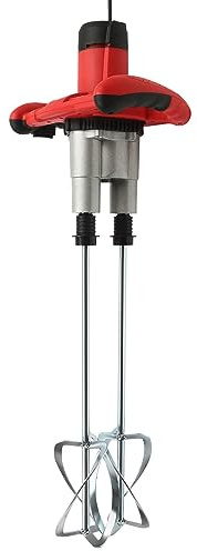 Agitador doble de 2800 W, 6 velocidades, batidor de mortero, mezclador de hormigón, con 2 escobillas de carbón y varillas mezcladoras en forma de S para mezclar, pintura, cemento, yeso para piensos