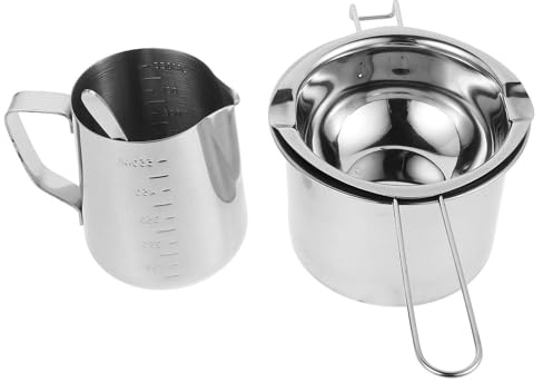 Cabilock Juego de Olla para Baño María de Acero Inoxidable para Derretir Chocolate y Cera con Mango Resistente al Calor y Cuchara para Proyectos DIY