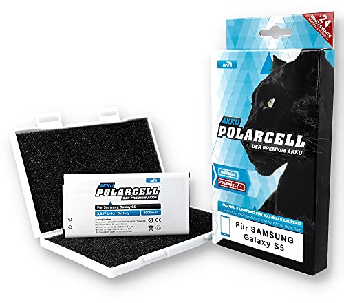 PolarCell NFC Akku für Samsung Galaxy S5 SM-G900F | ersetzt Original EB-BG900BBE EB-BG900BBC | 3000mAh Ersatz-Batterie | S5 DuoS | S5 LTE | S5 Neo | S5 Active | S5 Sport | S5 Plus | A+ Qualitätszellen