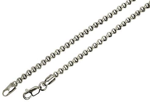 SILBERMOOS Damen Kugelkette massiv diamantiert formstabil 3 mm stark Qualitätskette aus Italien 925 Sterling Silber 45 50 cm, Länge:50 cm