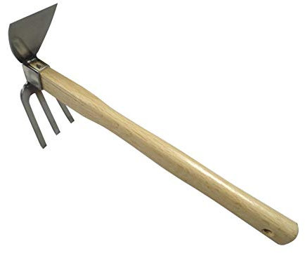 SOFIALXC Garden Hoes Dual Headed Weeding Tool - Cultivator Prongs Combo Garden Tools with Stainless Steel Blade Head and Forks