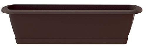 Erhard-Trading Juego de jardinera Alzira + plato de 50 cm, color marrón, para balcón, jardinera