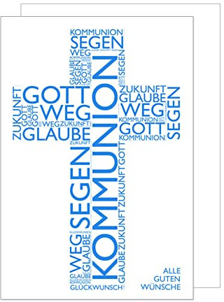 Edition Seidel Premium Glückwunschkarte zur Kommunion mit Umschlag. Kommunionskarte Karte Grusskarte Kreuz Schrift Segen Gott Wege Junge Mädchen (KO178 SW023)