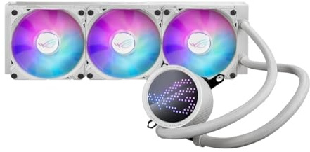 ASUS ROG RYUO III 360 ARGB White Edition All-in-one AIO Liquid CPU Cooler 360mm Radiator, Asetek 8th gen Pump Solution, Anime Matrix™ LED Display and ROG AF 12S ARGB Fan.
