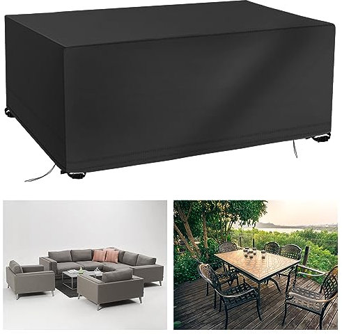 OFFCUP Housse Salon de Jardin, 420D Tissu Oxford Housse Table de Jardin, Housses de Meuble Bâche de Protection Imperméable Résiste Aux UV Table Canapé Inclinable Chaises 180*120*74cm