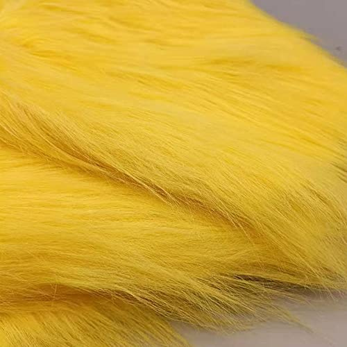 Tessuto In Finta Soffice Pelliccia Materiale Del Tessuto Di Pelliccia Sintetica Long Tessuto Toppe In Pelliccia Shaggy Per Decorazioni Costumi Artigianato Cucit(Size:1.7x0.5m/66.9x19.6in,Color:Giallo)