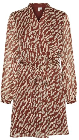 VERO MODA Vmrie L/S Abk Wrap Dress WVN Btq GA Robe Portefeuille, Fired Brick/AOP:rie, M Femme