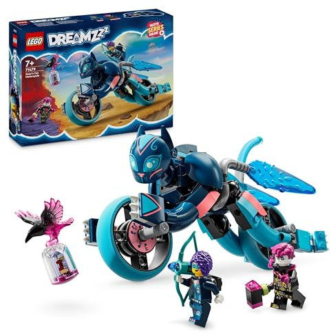 LEGO DREAMZzz 2-in-1 Zoeys Katzenmotorrad, Geschenk für Kinder ab 7 Jahren, Tierfigur zum Umbauen, Spielzeugmotorrad, Fantasy-Spielset für Jungen und Mädchen 71479