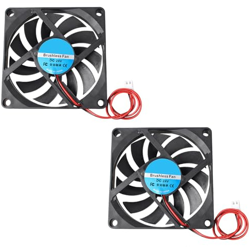 Jopto 2 st 8010 DC 24 V tyst kylarfläkt 80 x 80 x 10 mm dator CPU-system kylfläns borstlös fläkt med 2-polig anslutning för 3D-skrivare PC CPU-datorskåp