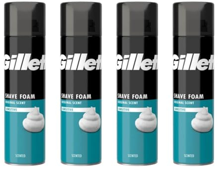 Sensitive Shave Foam 200ml - Shaving Foam For Sensitive Skin From - Provides a Close, Smooth Shave - Pack of 4 x 200ml
