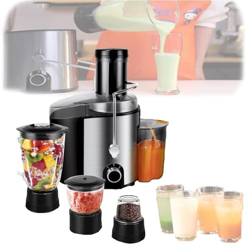 Exprimidor Centrífugo Doméstico,Exprimidor Eléctrico De Frutas Y Verduras 4 En 1,Tolva De Alimentación Grande De 3,1,Separación De Jugo,Acero Inoxidable,Índice De Jugo Del 97%,Sin Bpa
