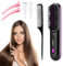 Cordless Hair Straightener Brush,Portable Straightener Brush,Rechargeable Heated Styling Brushes with Temperature Display Automatic Electric