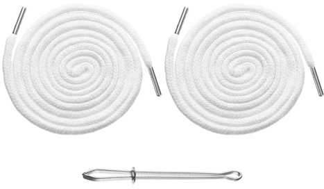 sourcing map 2pcs Drawstring Cords 51 Replacement Drawstring Hoodie String Sewing Tool with Easy Threader for Hoodie Sweatpants Jackets Pants Hats Coats Bags, White