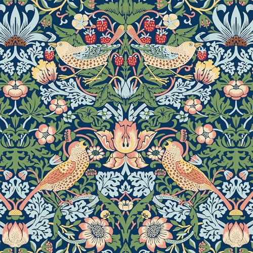 LACHEERY William Morris - Papel tapiz autoadhesivo para paredes, dormitorios, armarios, cajones, 17.5 x 79 pulgadas