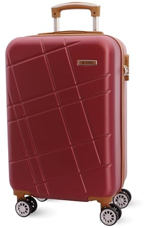 EL CABALLO Resväskor hytt resväska passar för Ryannair, robust flygplansbagage med 4 hjul 360° och hänglås, Vinröd, 55x40x20 cm, Kabinväska