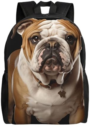 Stor kapacitet ryggsäck engelsk bulldogg casual resväskor skolväska för vandring, skola, vandring, 42 x 32 x 14 cm