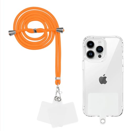 Yoedge Cordino per Cellulare Universale, Regolabile Rimovibile Laccetto Corda da Collo Nylon Catena Collana Tracolla Laccio con 2 Patch per Maggior Parte dei Telefoni e Smartphone,Arancia
