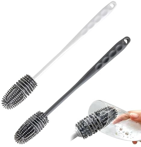 GILWUMO 2 Spazzole per la Pulizia delle Bottiglie, Utensili Riutilizzabili, in Silicone, Adatti per la Pulizia di Lavandini, Borracce Sportive e Biberon