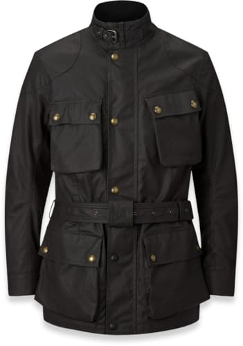 Belstaff Trialmaster Veste de cire de moto, schwarz, 3XL