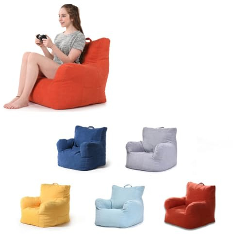 MOTTK Funda para puf (sin relleno) para adultos, tela de algodón, funda para sofá, tumbona, puf, almacenamiento de ropa vieja (azul marino, 76 x 68 x 60 cm)