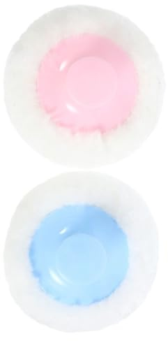 DECOMELODY Lot de 2 Houppettes à Poudre pour Bébé 8 CM Ultra Douces en Peluche Applicateurs Réutilisables pour Poudre Corporelle Couleurs Pastel Bleu Clair et Rose Pâle Soin Délicat et