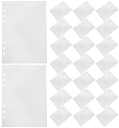 KICHOUSE 100 st. A5-pärmkortsfickor, 6 hål, 2,6x3,7 fotoalbumsidor, refill, dubbelsidiga 4-fickors, frimärksalbumrefill för vykort, biljetter, spelkort