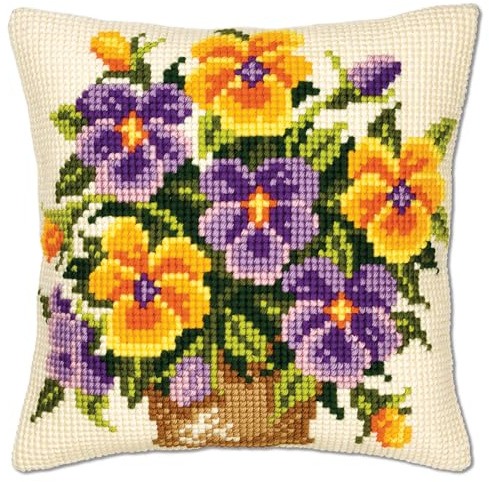VERVACO Kit Cuscino Punto Croce MAZZOLINO di Fiori Set Ricamo Principianti Cuscini Gobelin Decorativi ca. 40 x 40 cm Accessori per Lavoretti Creativi DIY Casa Decor Hobby Adulti Cross Stitch