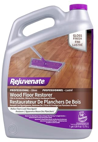 Rejuvenate Professional Wood Floor Restorer Fills Scratches, Shines And Protects Wood Flooring For A High Gloss Shine, 1 Gallon