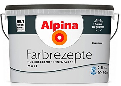 Alpina Farbrezepte Innenfarbe – Kieselstrand matt – Wandfarben für einzigartige Farbwirkungen und Raumstimmungen – atmungsaktiv, tropfgehemmt und strapazierfähig – 2,5L