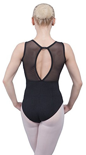 Dance Favourite Round Neck Leotard with Mesh & O-Shape Open Back, L048, XL